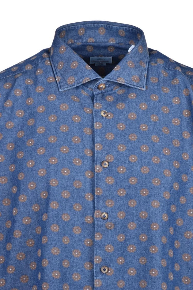 Brio Blue Brown Circular Cotton Shirt
