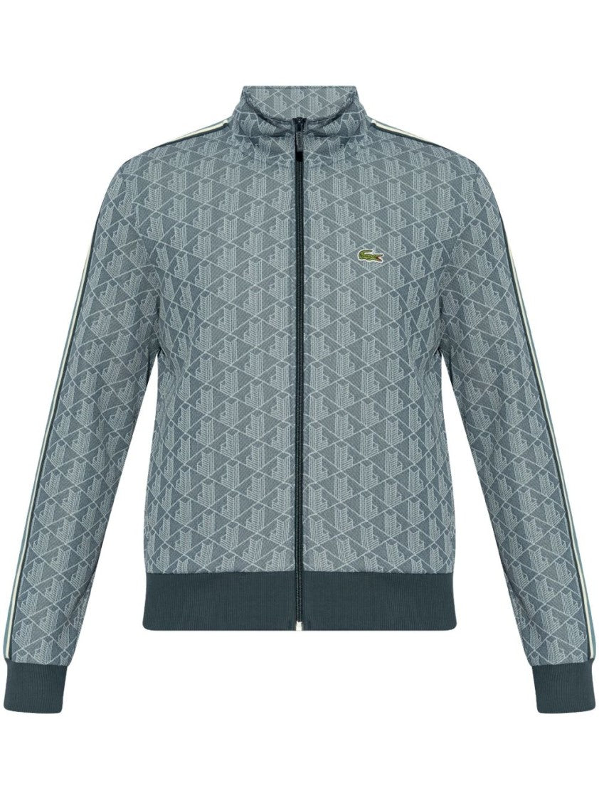 Lacoste Jacquard Blue Track Jacket With Monogram Pattern