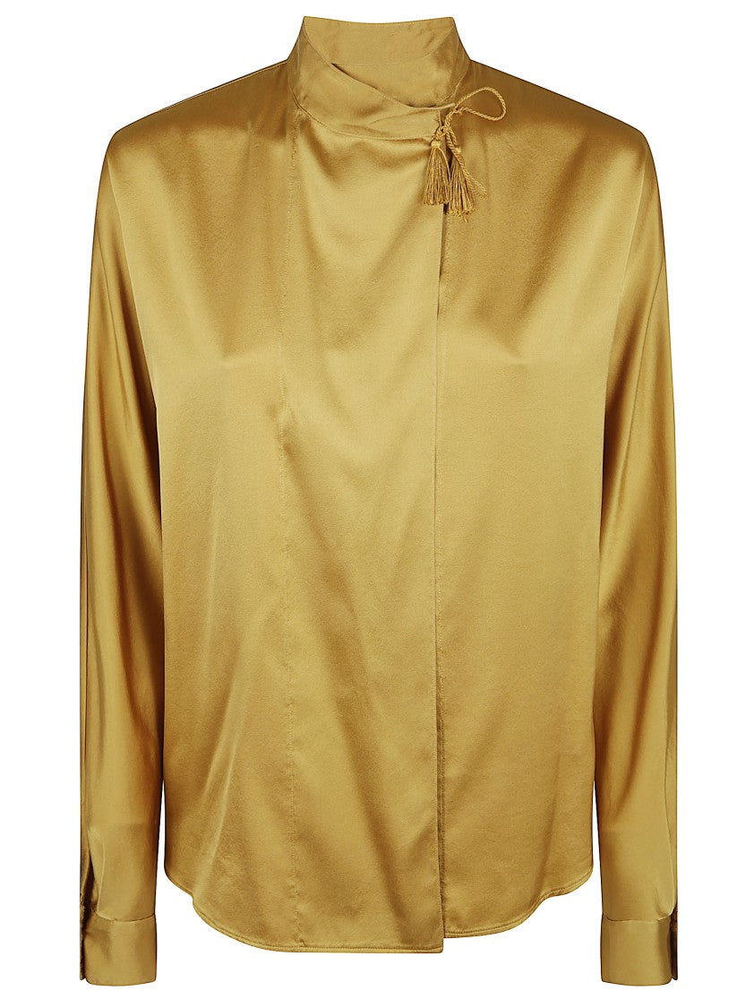 Forte Forte High-Neck Silk Blouse With Tassel Tie