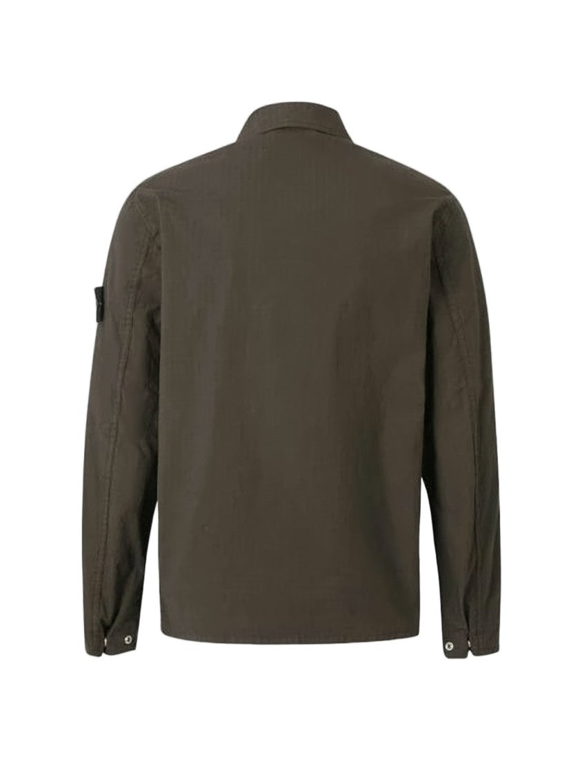 Stone Island Structured Brown Jacket With Distinctive Logo Detail