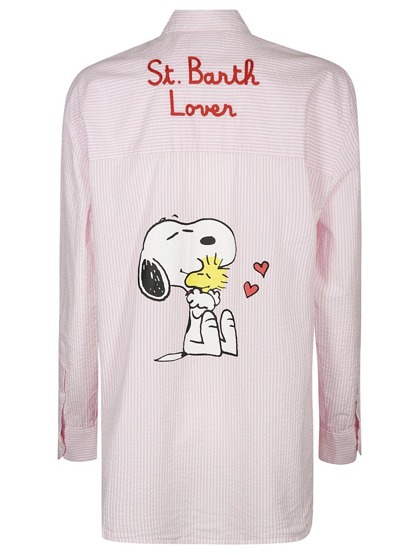 Mc2 Saint Barth Striped Shirt With Snoopy Collaboration