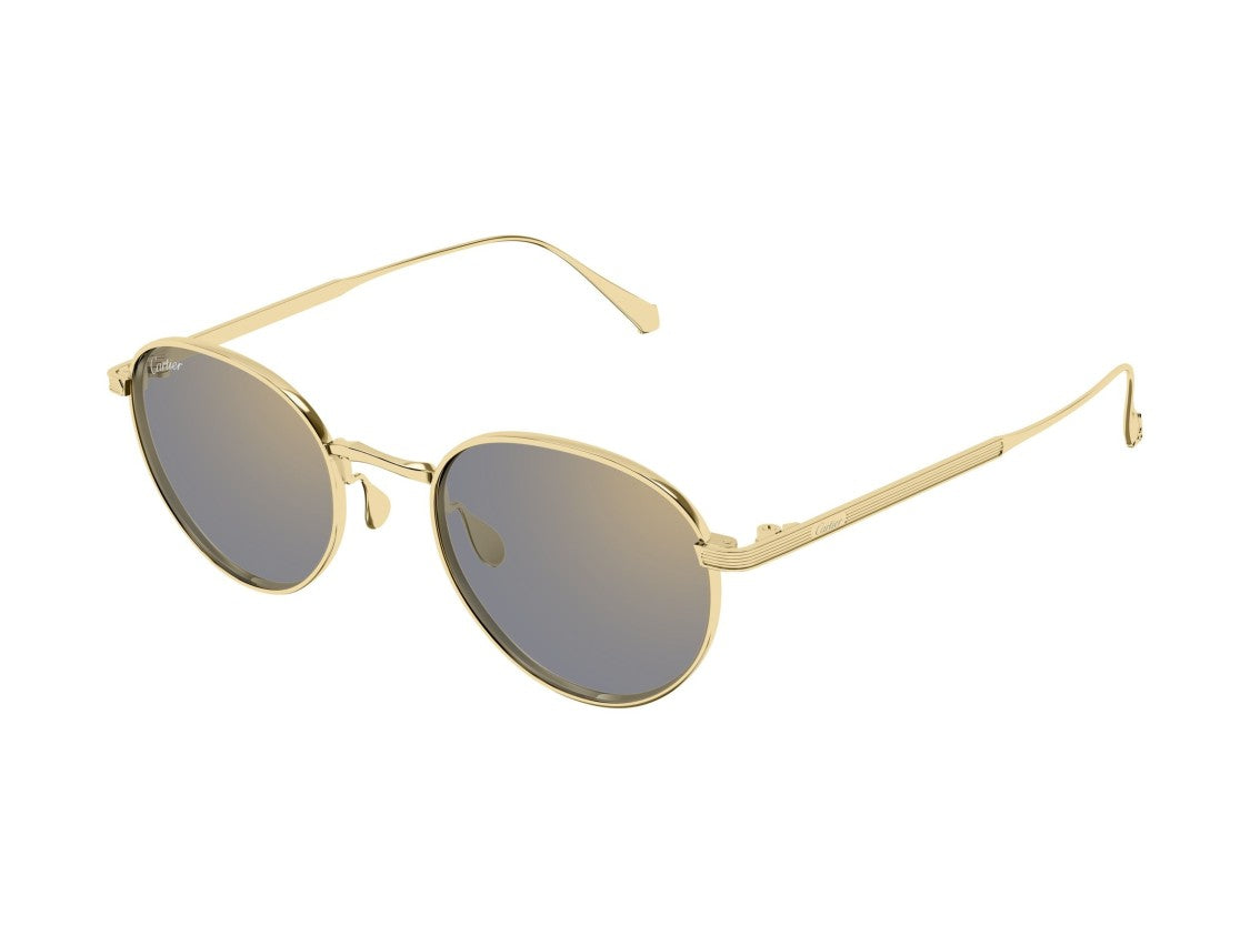 Cartier Gold Ct0626s Titanium Round Sunglasses