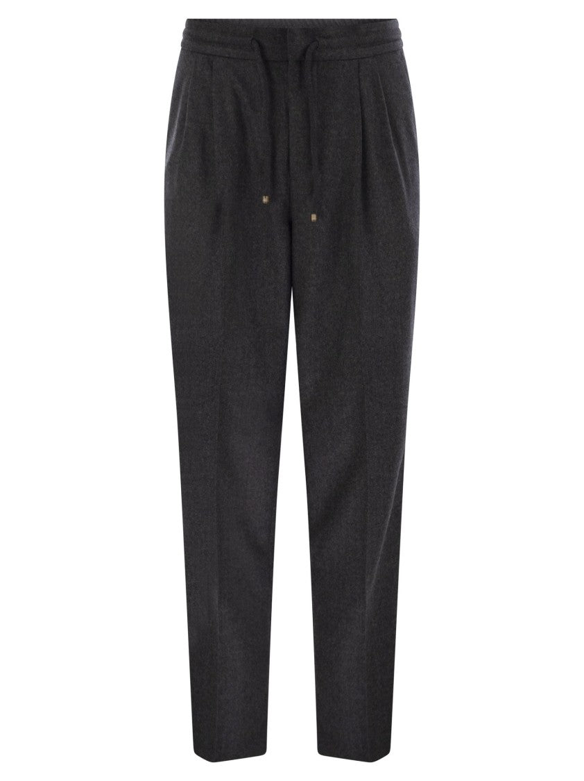 Brunello Cucinelli Leisure Fit Trousers In Virgin Wool Flannel