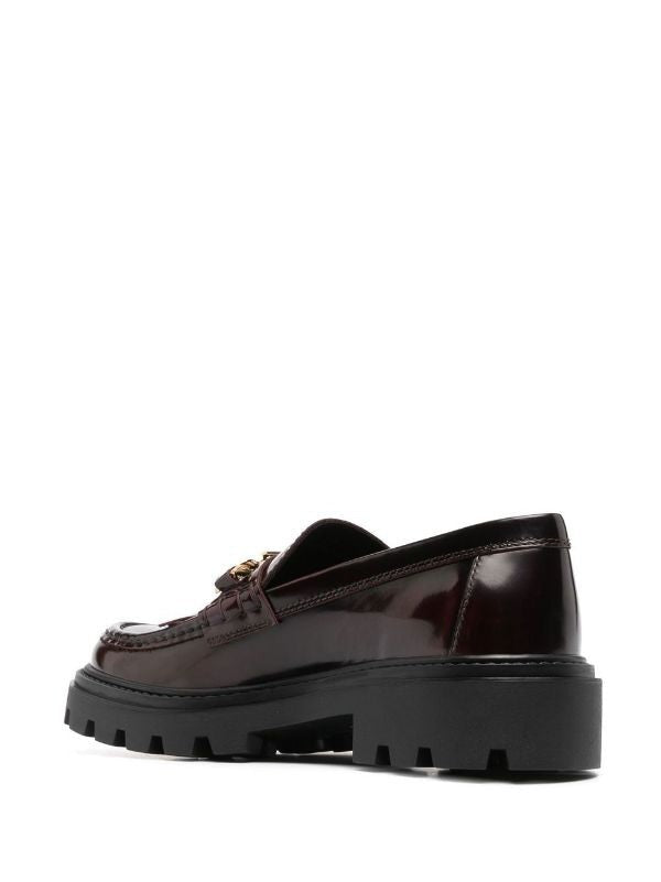 Tod's Leather Loafers With Gold-Tone Chain Detail