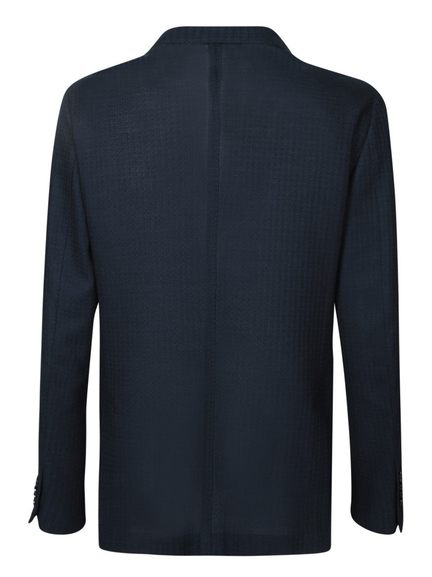 Lardini Double-Breasted Cotton Blazer With Knit Texture