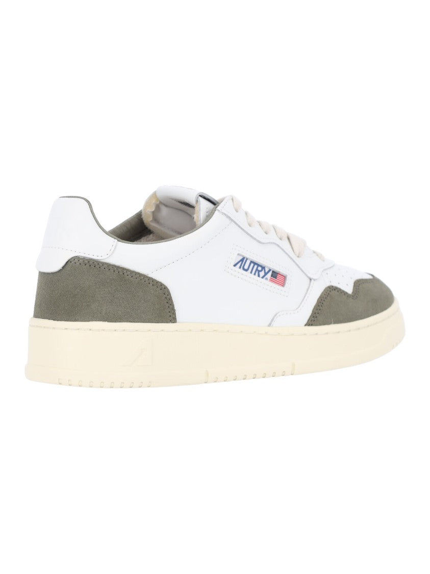 Autry Low-Top Sneakers With Olive Green Suede Overlays