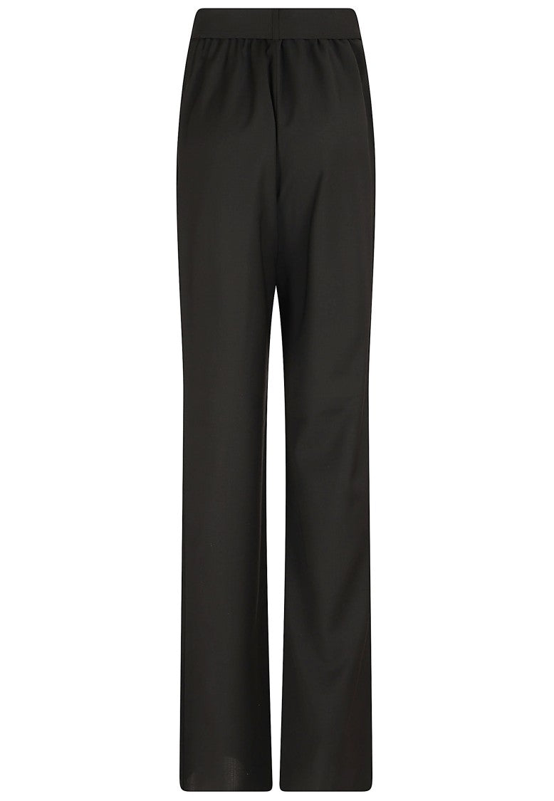 Max Mara Full-Length Worsted Wool Trousers With Grosgrain Bow Detail