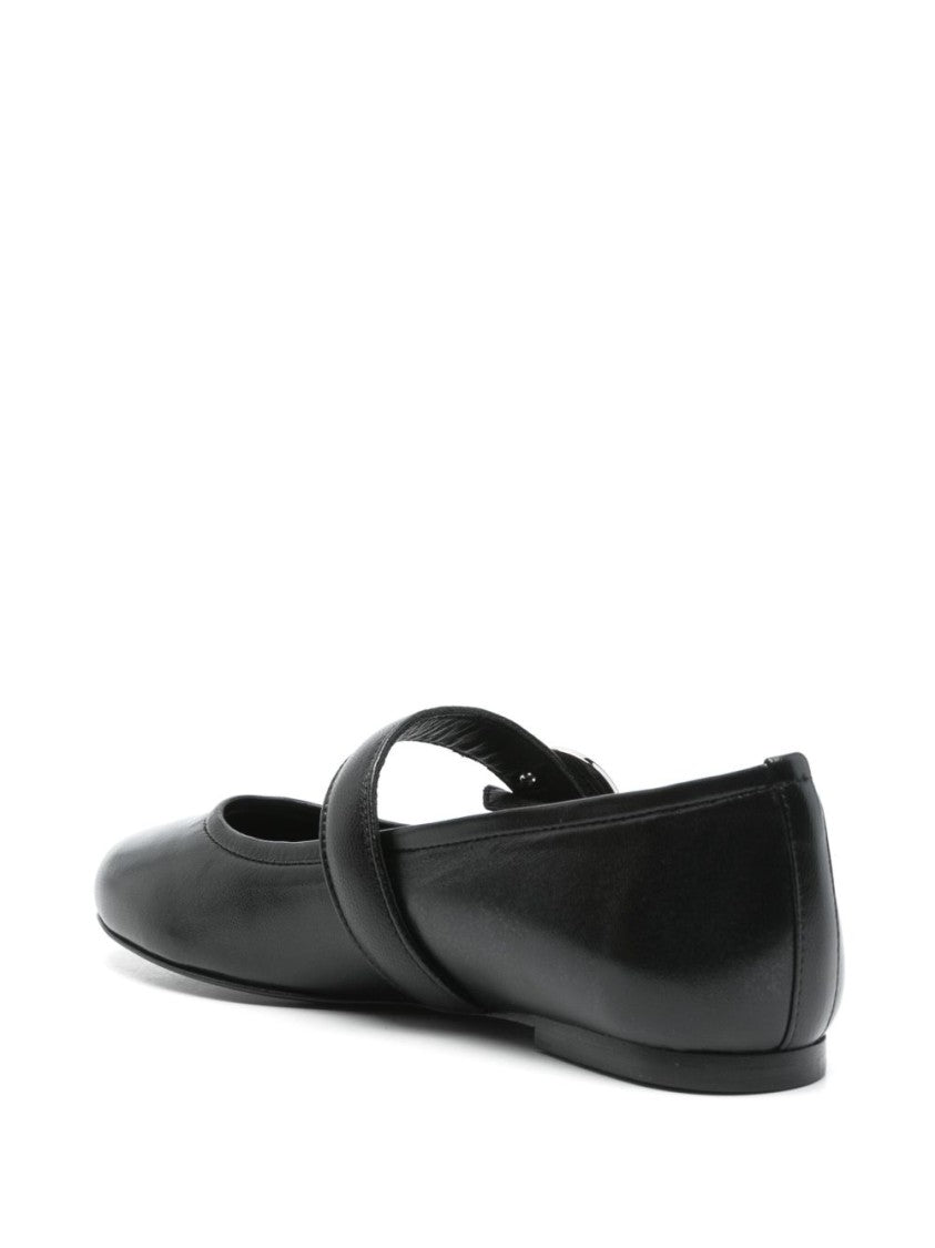 Coperni Black Leather Ballerina Flats With Strap