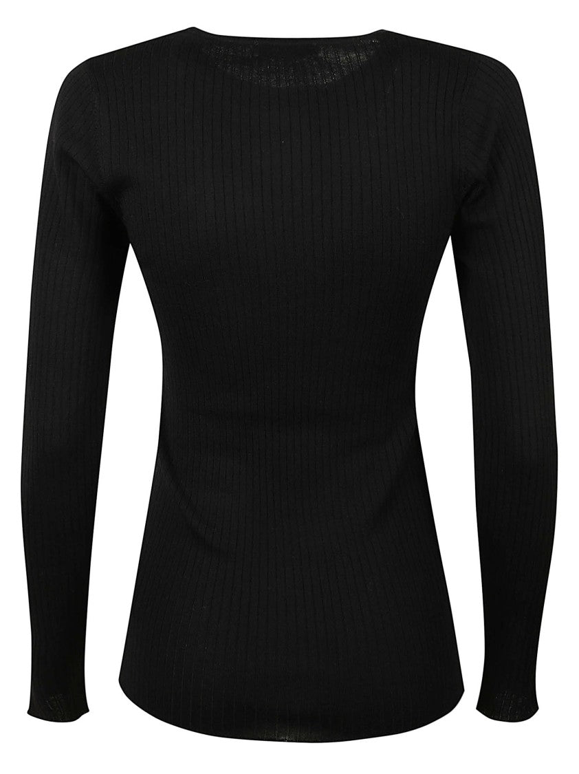 Majestic Filatures Fitted Long-Sleeve Top With Ribbed Texture And Round Neckline