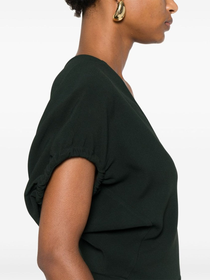 Victoria Beckham Midi Dress With Deep V-Neckline