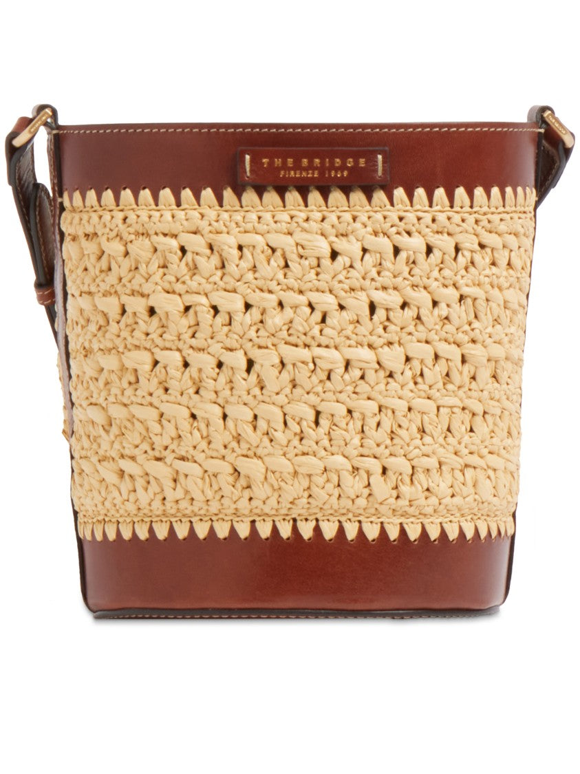 The Bridge Woven Raffia Bucket Bag Leather Satchel