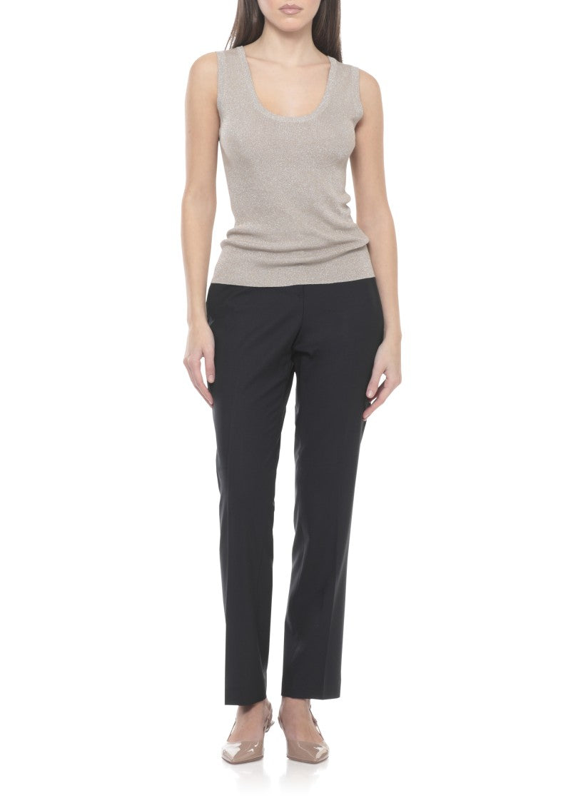 Fabiana Filippi Beige Lurex Viscose Tank Top