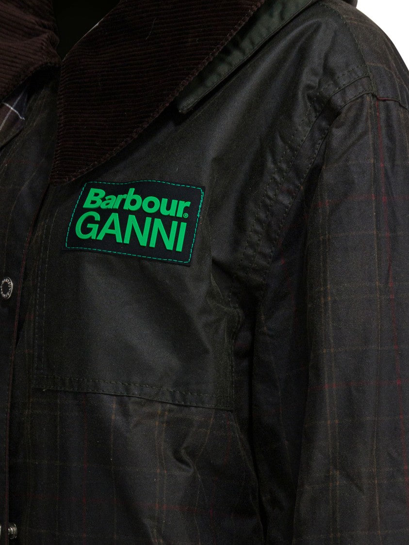 Barbour Relaxed Fit Waxed Jacket With Oversized Corduroy Collar
