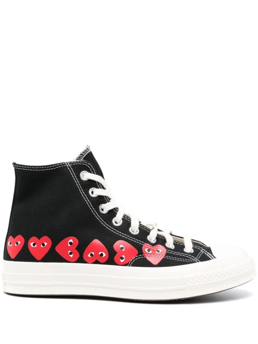 Comme Des Garçons High-Top Sneakers With Playful Heart Accents