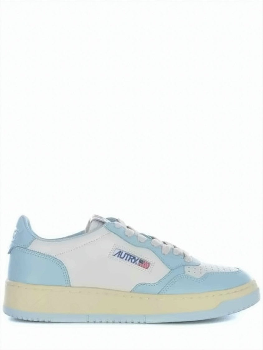 Autry Low-Top Sneaker With Light Blue Overlays And Cream Sole