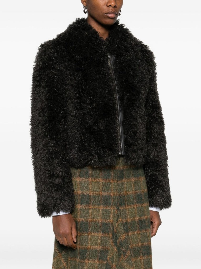 Stand Studio Plush Faux Fur Cropped Coat