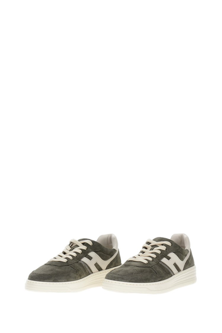 Hogan Low-Top Suede Sneakers With Leather Heel Detail