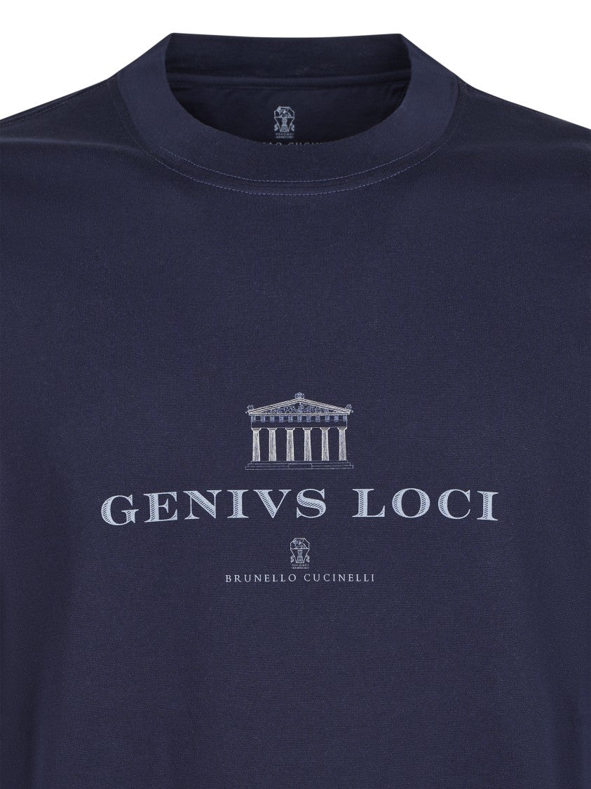 Brunello Cucinelli Short-Sleeve Crew Neck T-Shirt With Architectural Motif