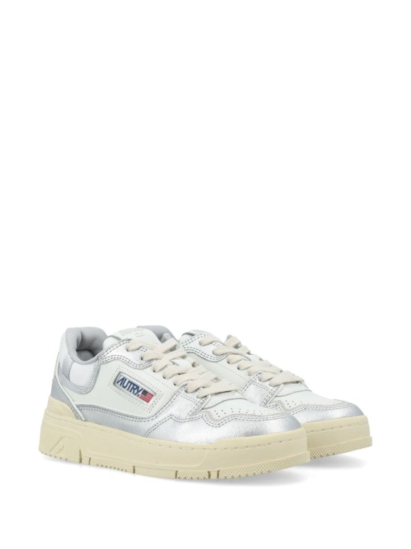 Autry Silver-Tone Panelled Low-Top Sneakers
