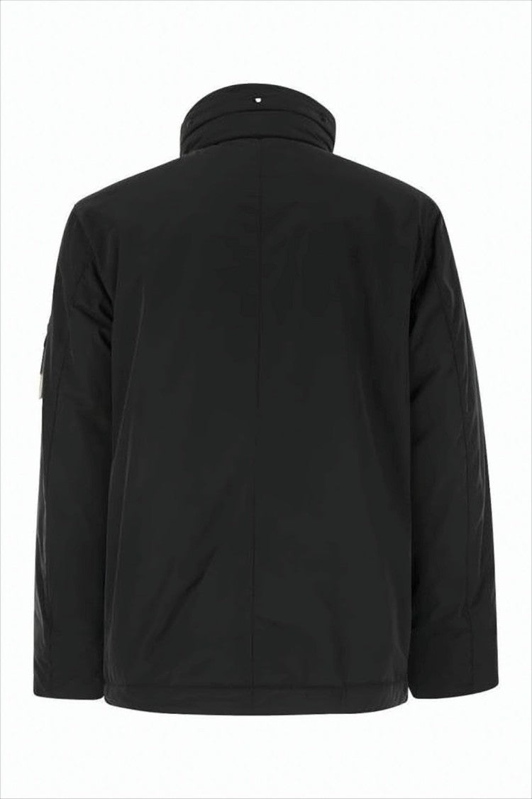 Stone Island Boxy Black Padded Jacket With High Collar And Distinctive Patch
