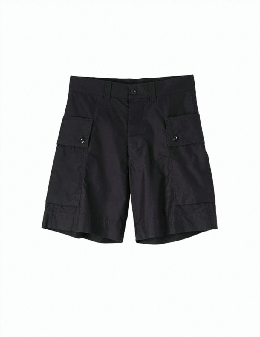 Margaret Howell Structured Black Shorts With Flap Pockets