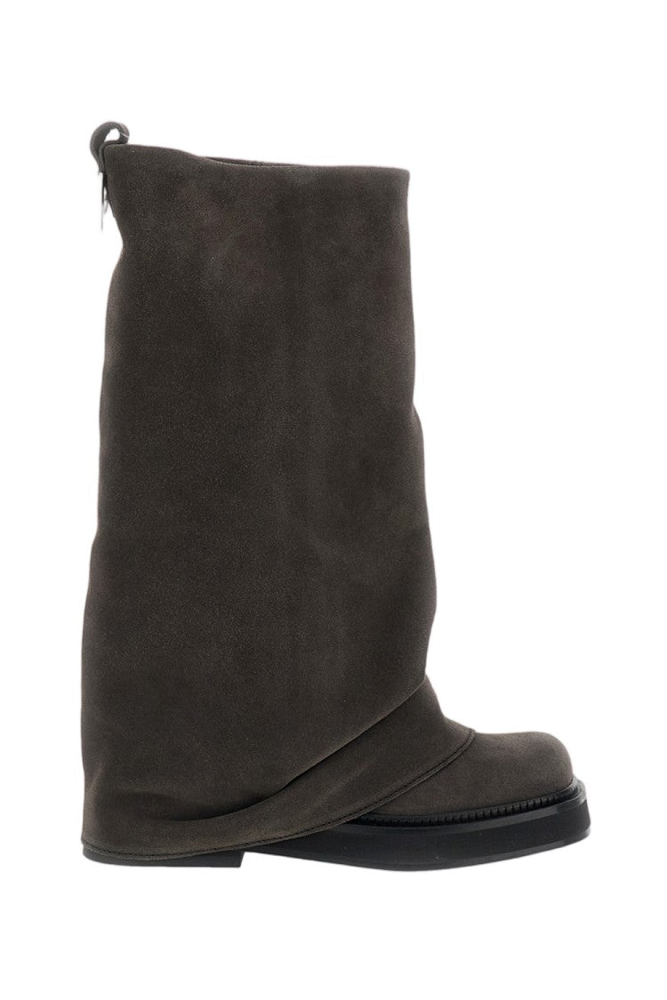 The Attico Taupe Suede Draped Combat Boots