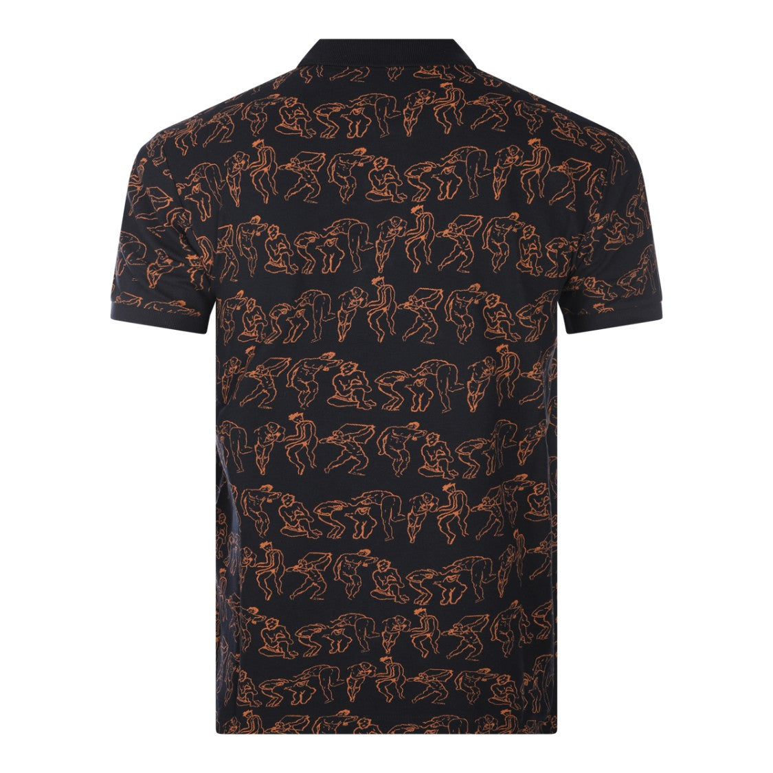 Vivienne Westwood Polo Shirt With Abstract Line Drawings In Warm Orange