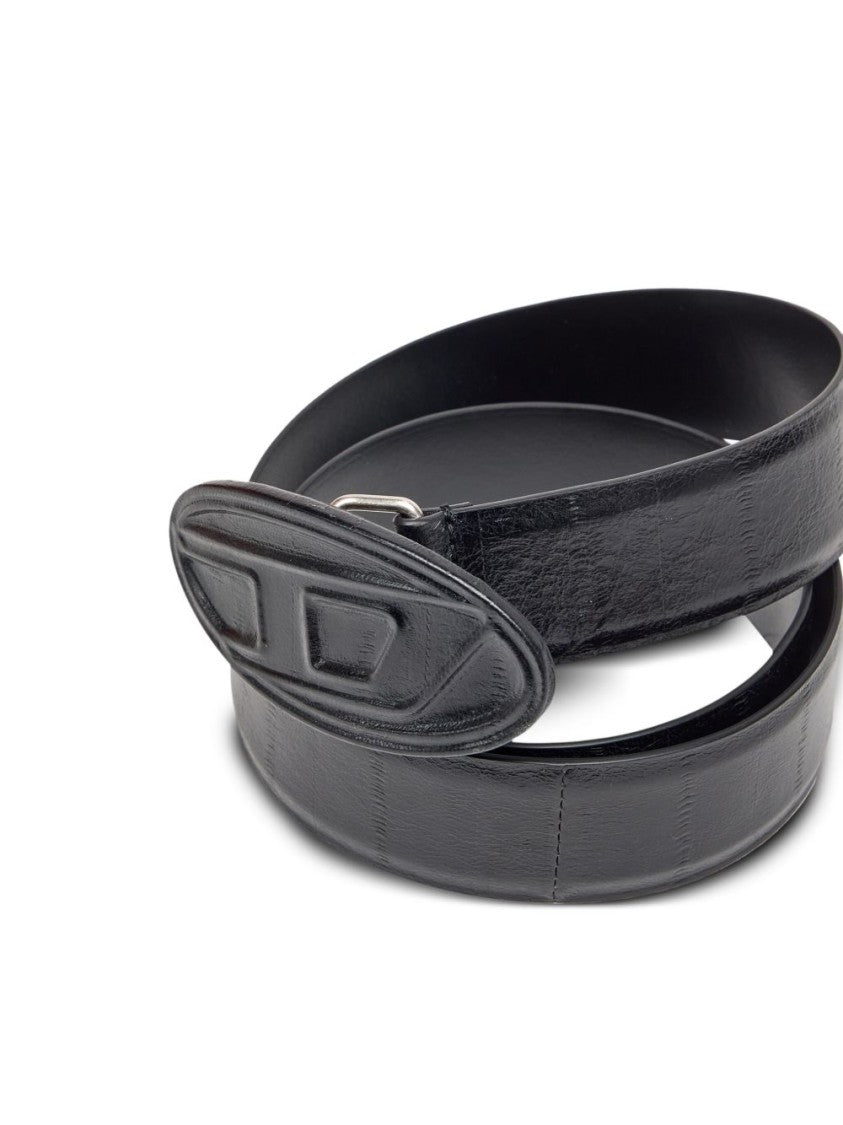 Diesel Textured Finish Belt With Distinctive Oval Buckle