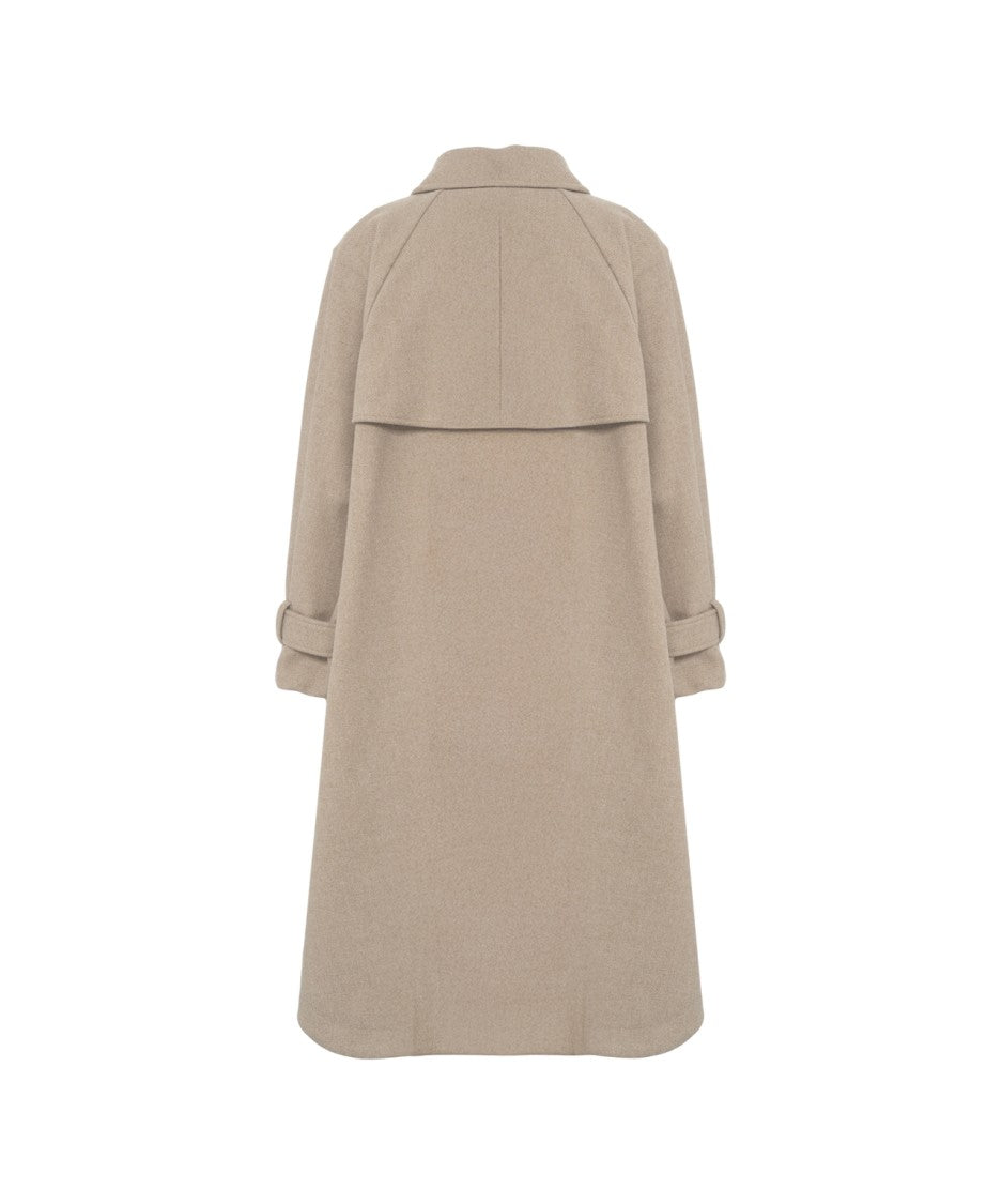 Kaos Double-Breasted Mid-Length Coat With Lapel Collar