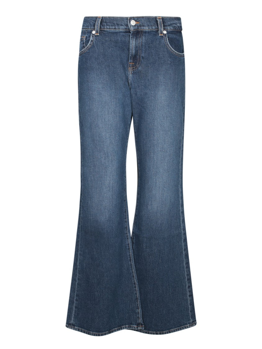 7 For All Mankind Flare Blue Jeans With Metallic Accents
