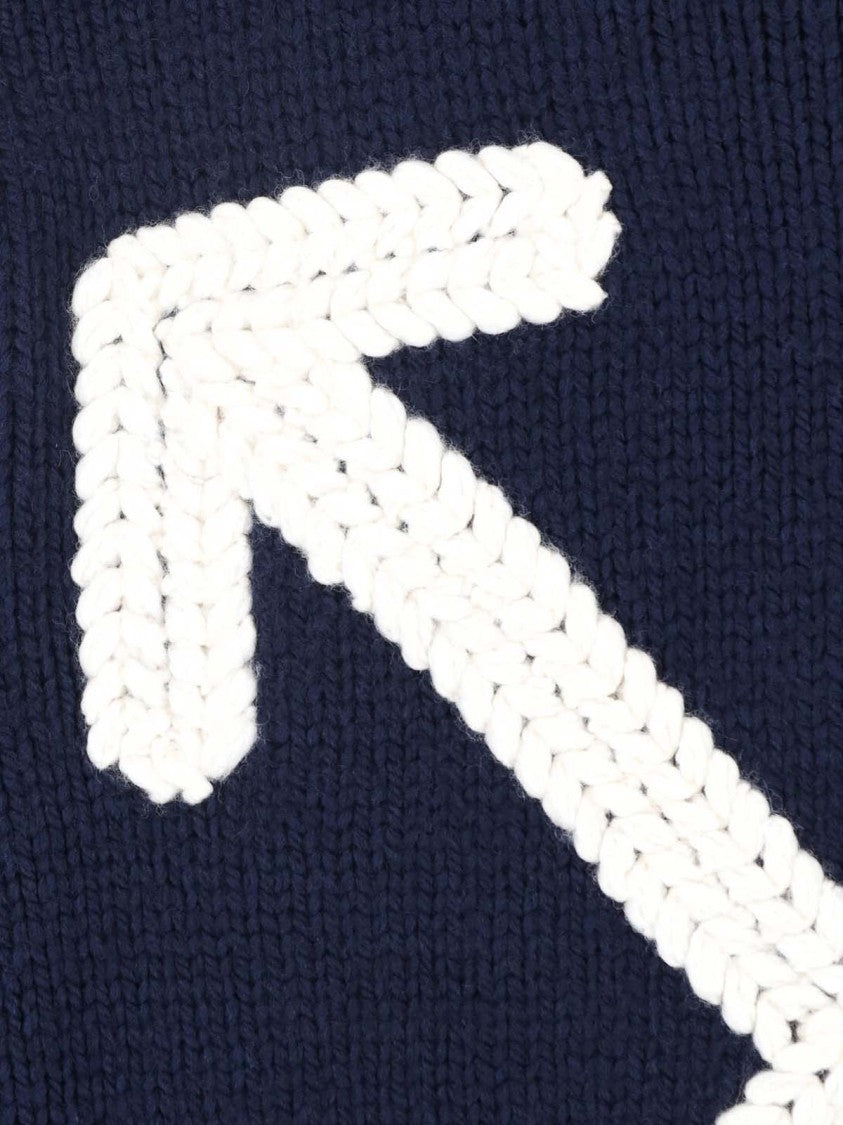 Off-White Blue Wool Arrow Knitted Crewneck Sweater