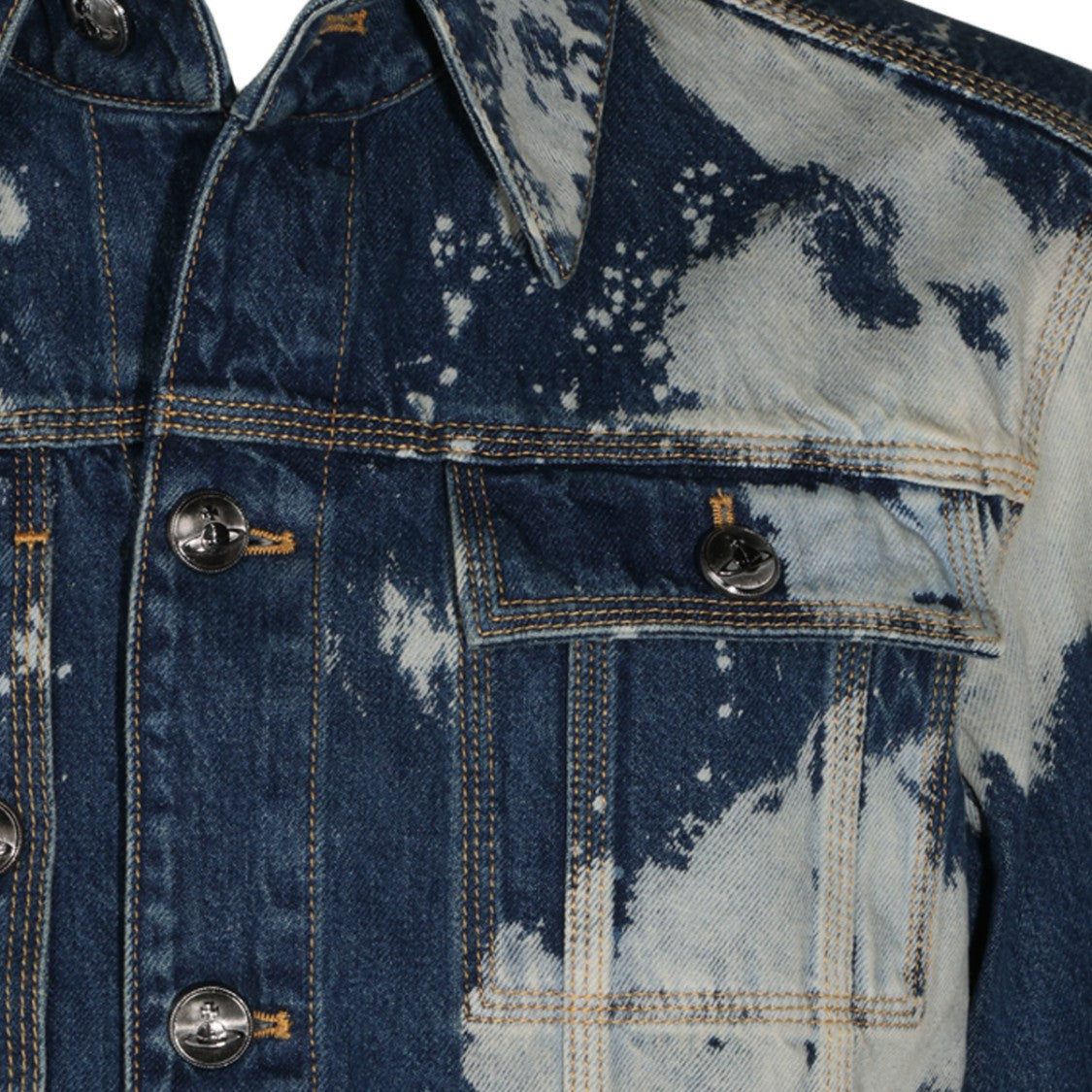 Vivienne Westwood Bleached Denim Trucker Jacket With Contrast Stitching
