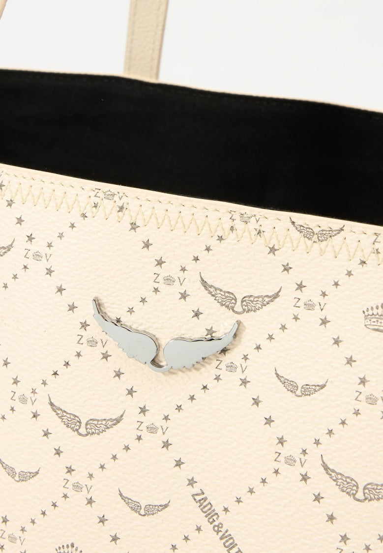 Zadig & Voltaire Ivory Z Shopper Monogram Suede Tote Bag