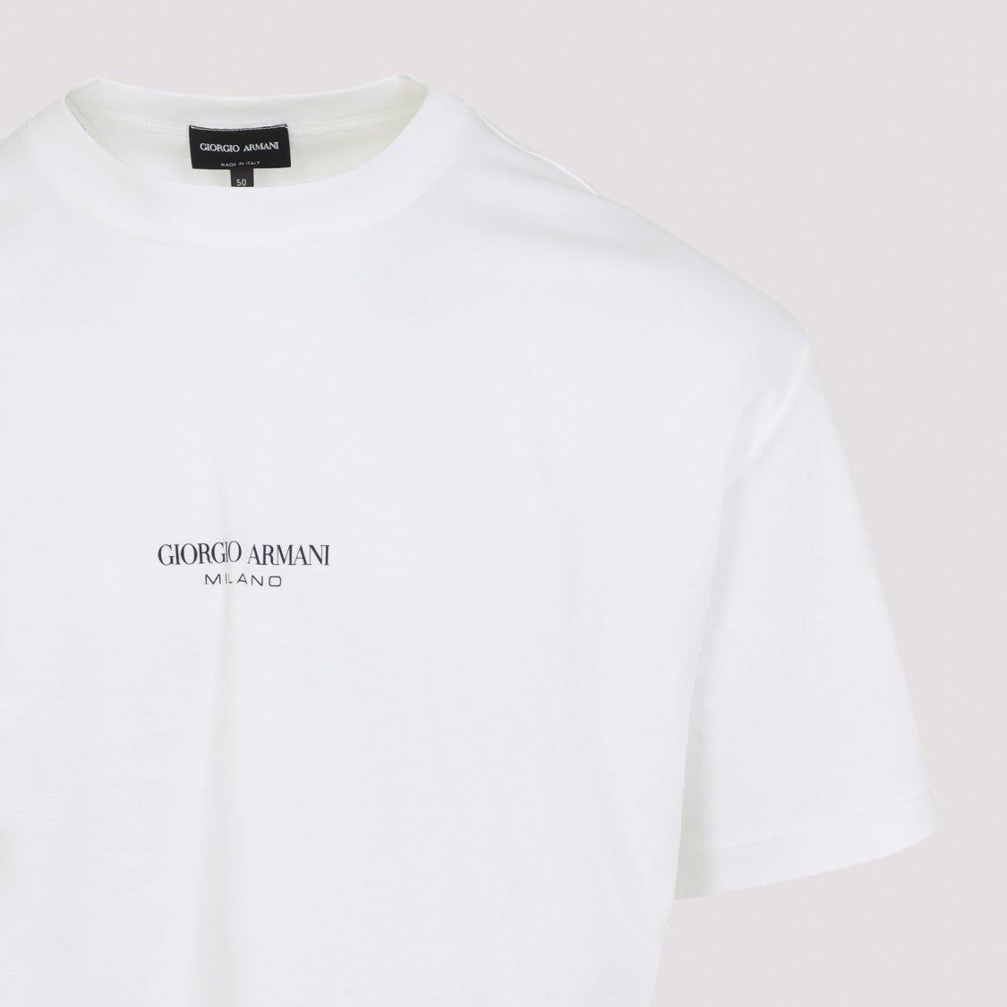 Giorgio Armani Optical White Cotton T-Shirt With Subtle Logo Detail