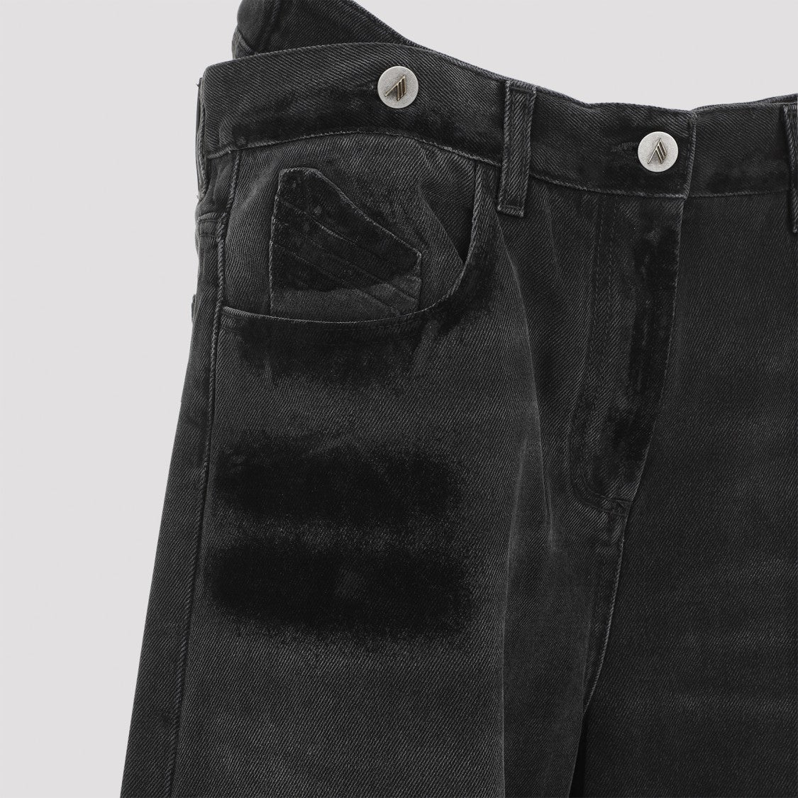 The Attico Black Cotton Wide Leg Jeans