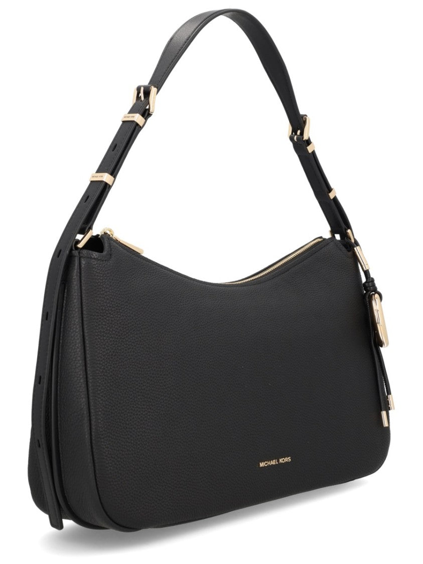 Michael Michael Kors Textured Leather Shoulder Bag With Adjustable Strap And Gold-Tone Details