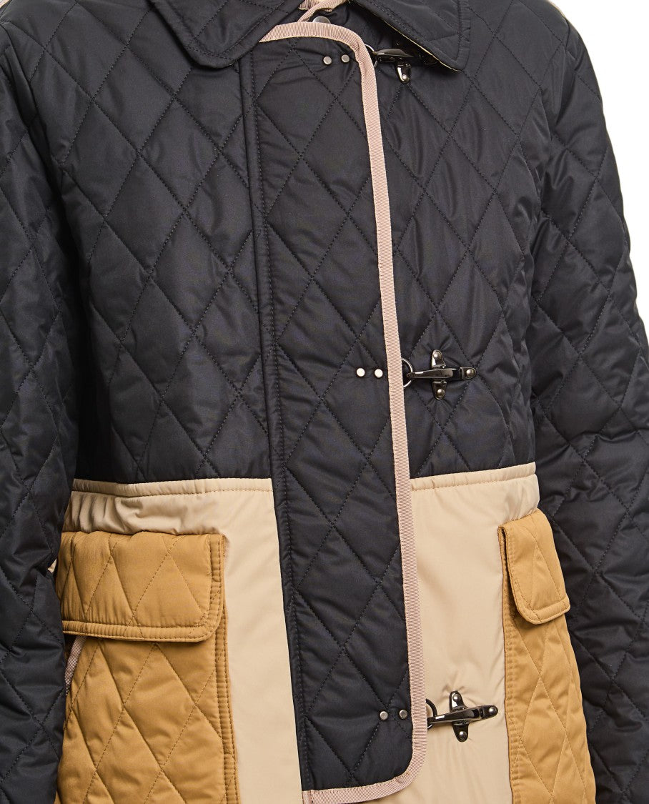 Fay Boxy Quilted Jacket With Color-Blocked Design