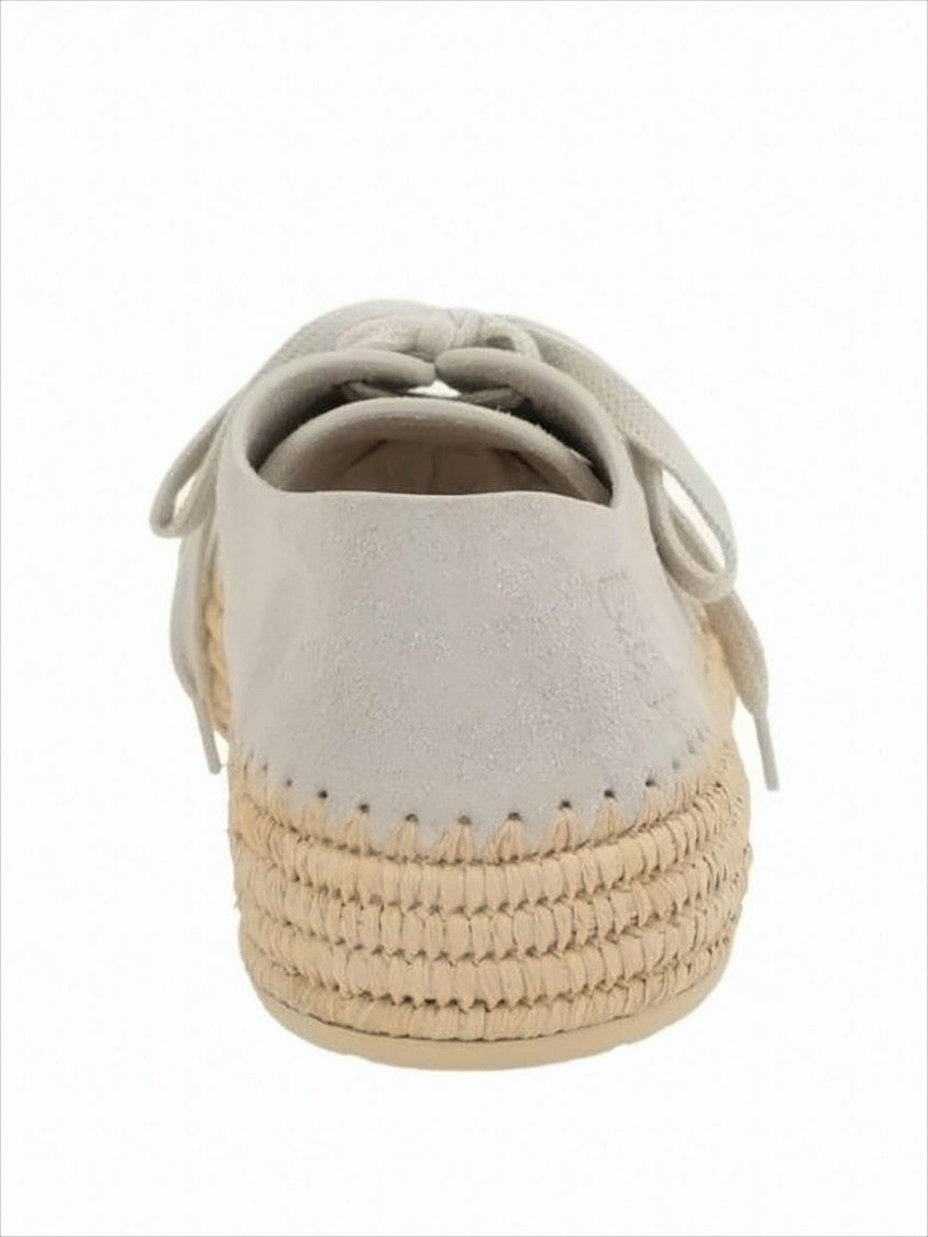 Loewe Suede Sneakers With Raffia-Wrapped Sole And Artisanal Detailing