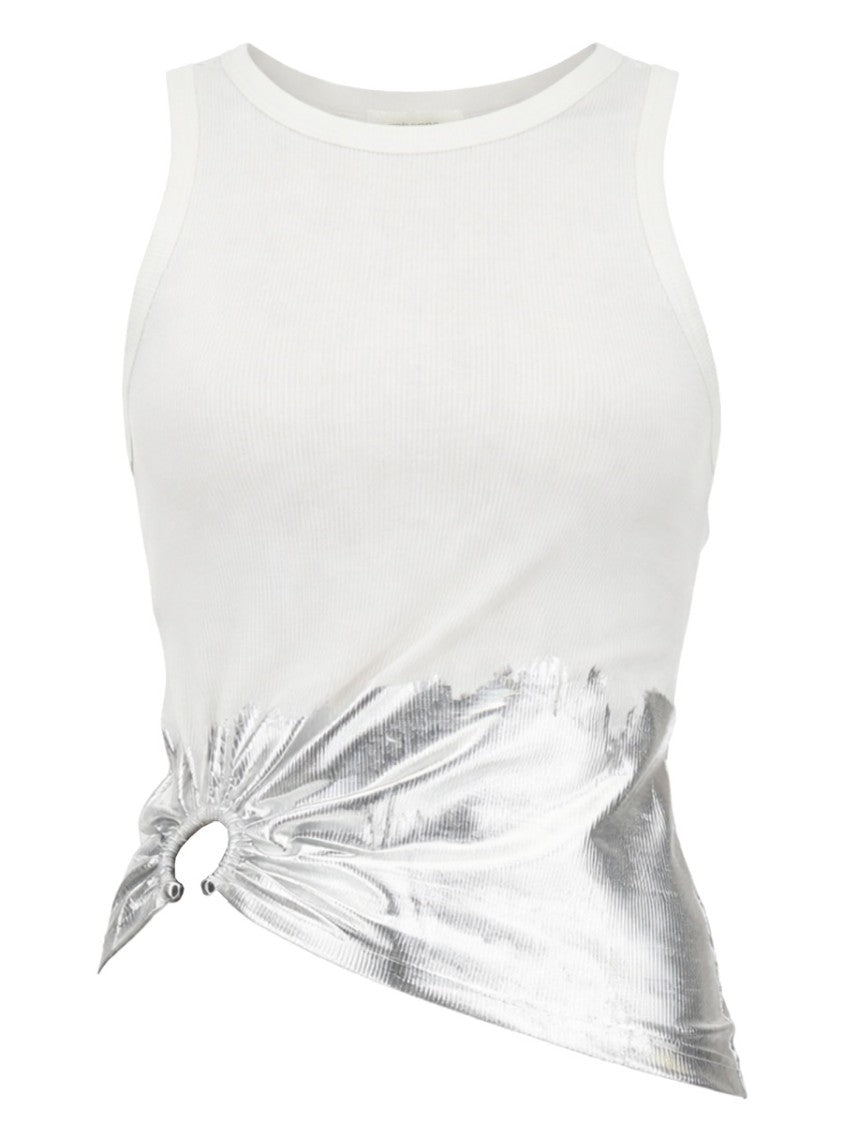 Rabanne Rabanne Ribbed Asymmetric Metallic Panel Tank Top