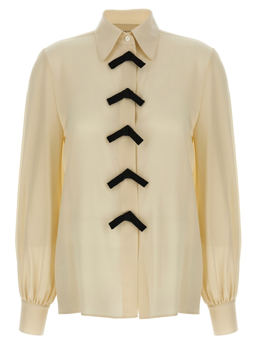 Valentino Garavani Crepe De Chine Shirt With Contrast Bow Snap Closure