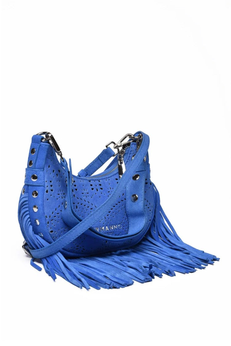 Ermanno Firenze Blue Hobo Terra Canvas Sangallo Crossbody Bag