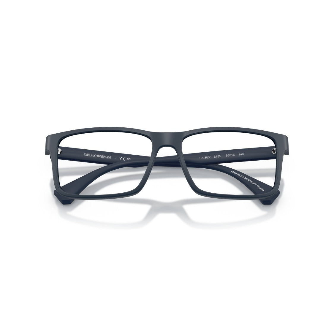 Emporio Armani 0Ea3038 Rectangular Matte Black Eyeglass Frames With Curved Temples