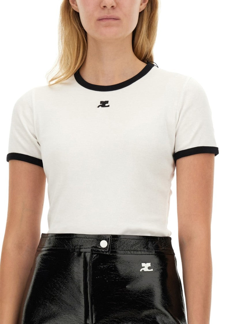 Courrèges Slim Fit T-Shirt With Contrasting Trim