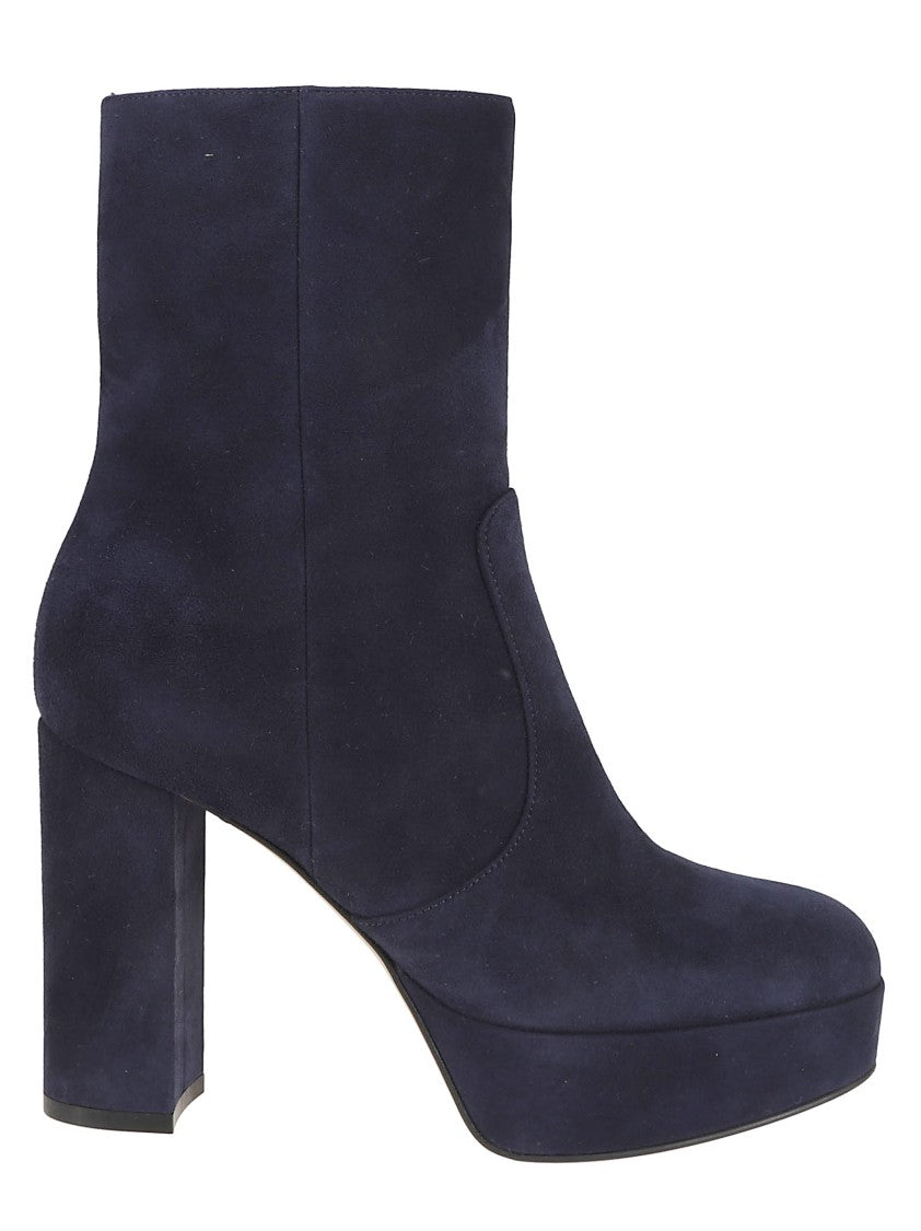 Gianvito Rossi Suede Ankle Boot With Covered Block Heel