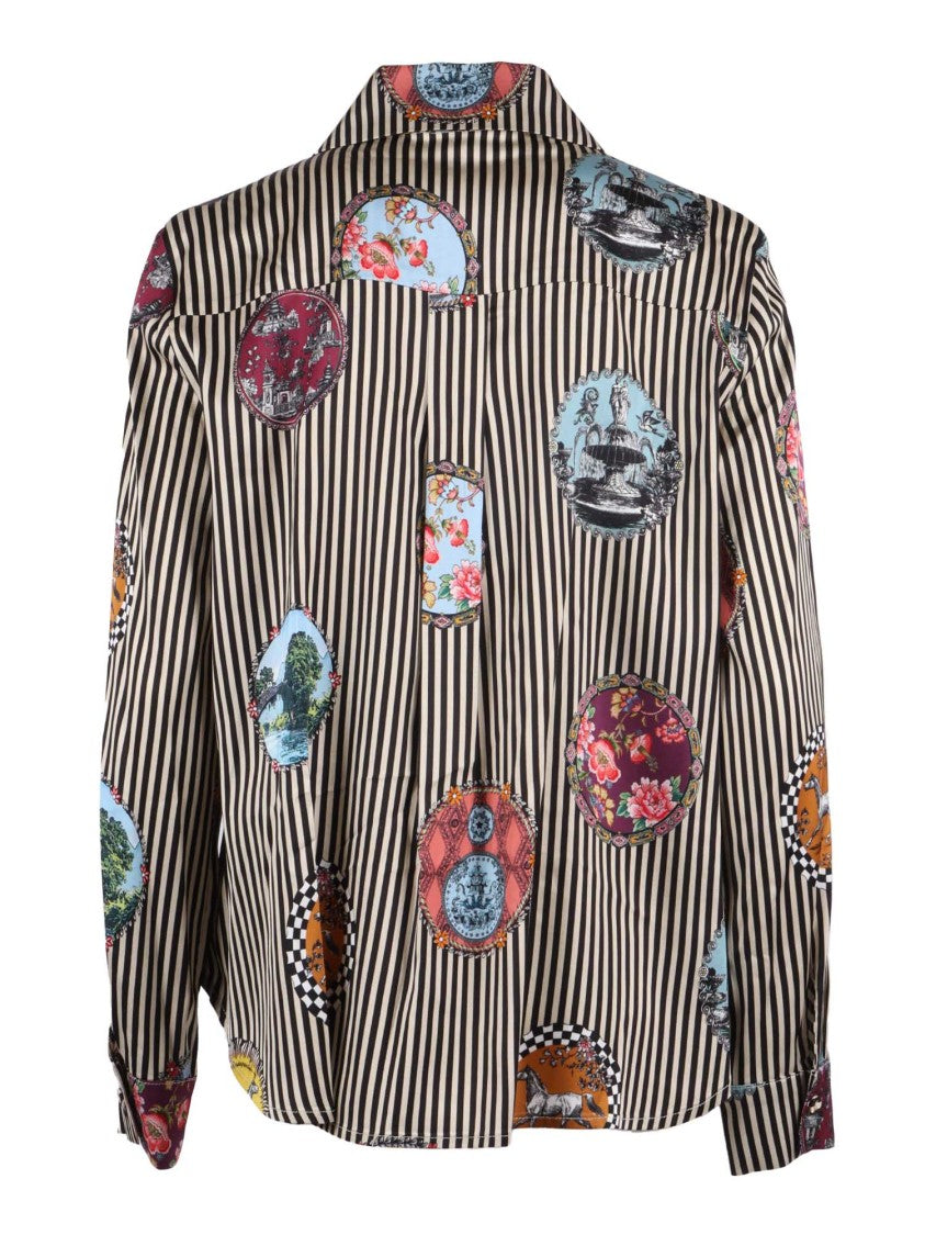 Shirt A Porter Vertical Striped Shirt With Scenic Print