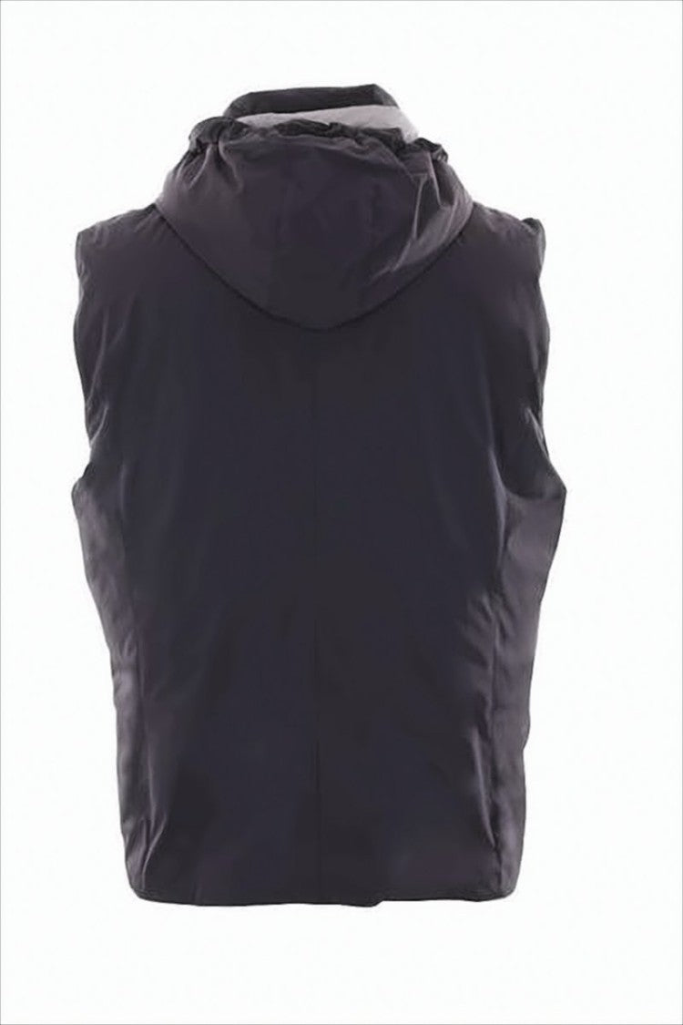 Brunello Cucinelli Padded Black Vest With Snap-Button Closure And Hood