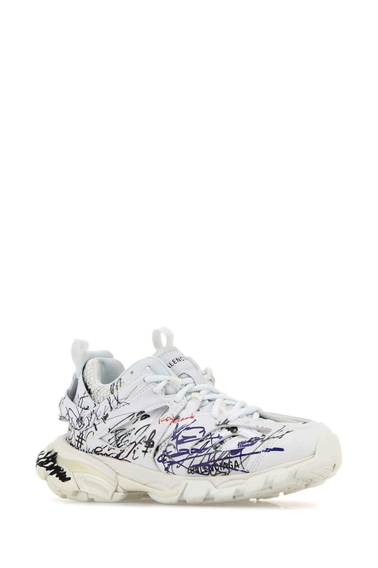 Balenciaga White Mesh And Rubber Track Sneakers