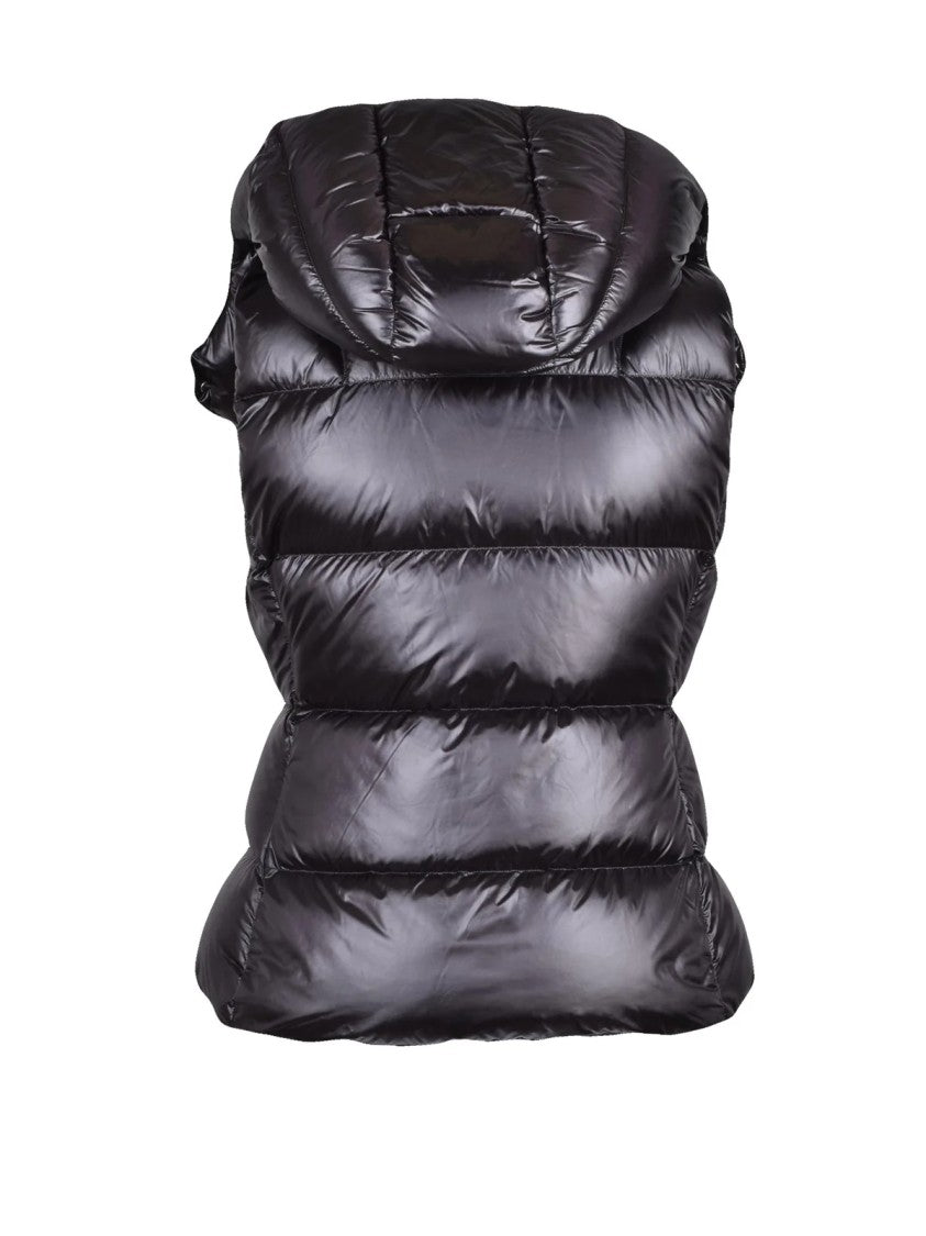 Add Down Vest With Glossy Finish And Detachable Hood