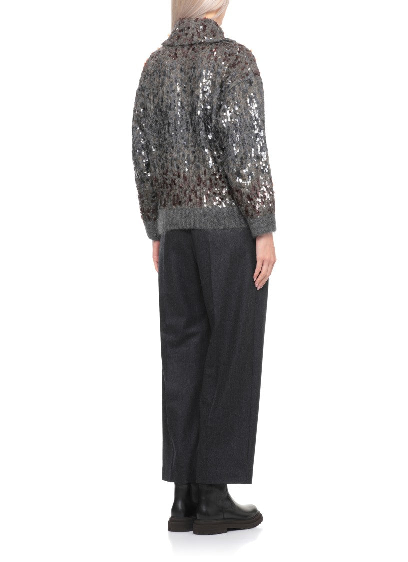 Brunello Cucinelli Mohair Cardigan With Paillettes
