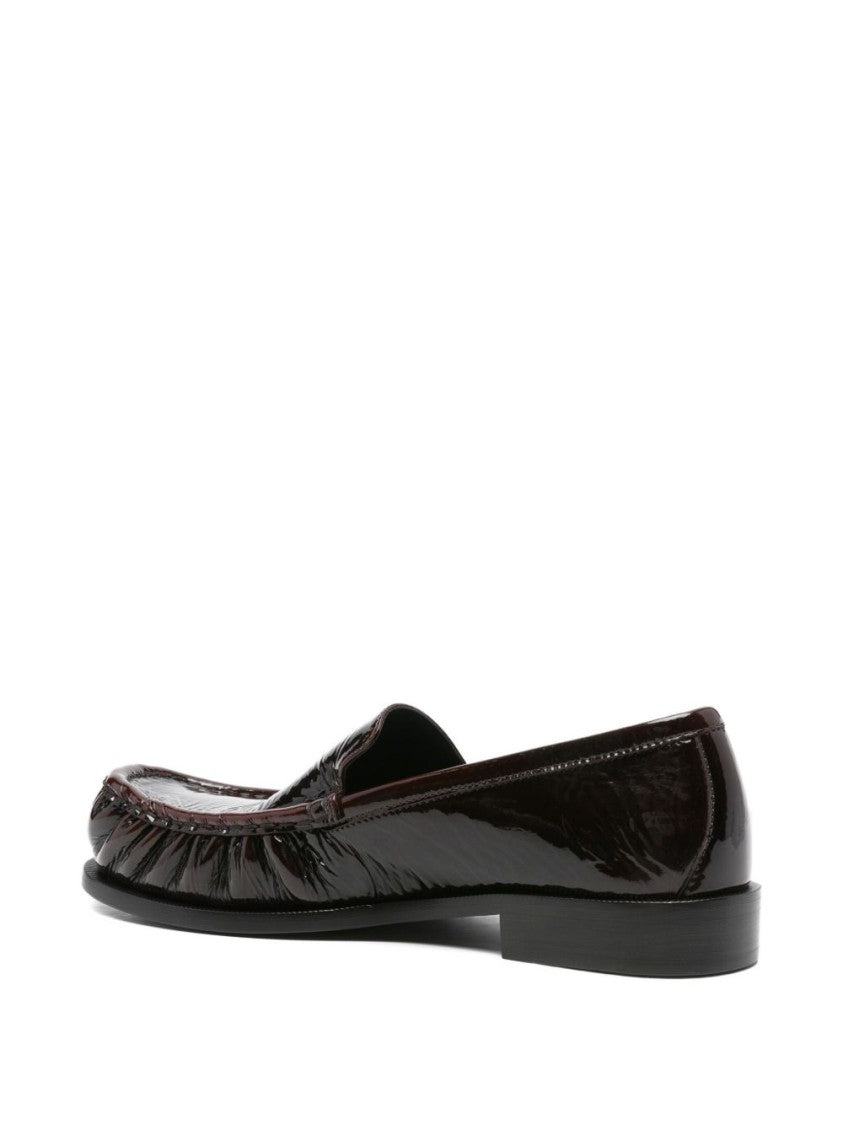 Dries Van Noten Glossy Brown Leather Slip-On Shoes